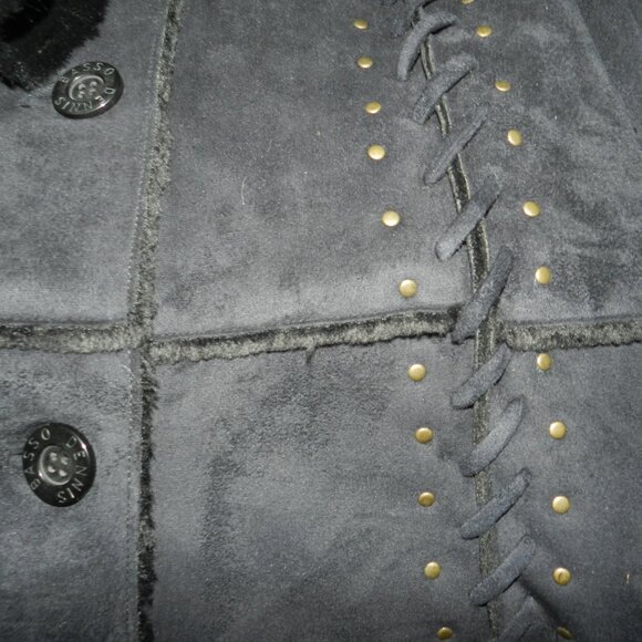 Dennis Basso Black Studded Trench Whip stitch Fur Lined Coat🆕⌚📦🏃💨🚚 - Picture 7 of 16